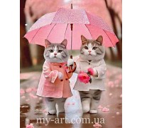 Алмазная мозайка круглые стразы на подрамнике Котята под дождем (стразы AB+FD) 40 х 50 см (арт. AR-3282) без коробки
