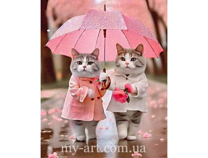 Купити Алмазна мозаїка круглі стрази на підрамнику Кошенята під дощем (+стрази AB+FD) 40 х 50 см (арт. AR-3282) без коробки