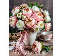 Алмазная вышивка круглые стразы на подрамнике Нежные пионы (стразы AB+FD) 40 х 50 см (арт. AR-3292) без коробки