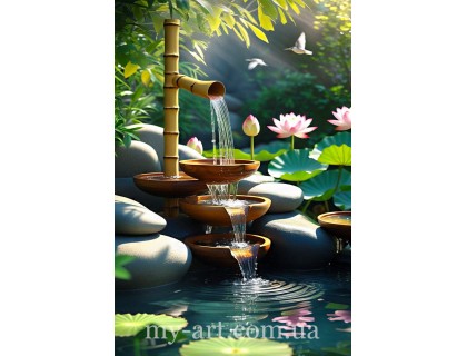 Купити Алмазна мозаїка круглі стрази на підрамнику Заспокійливий шум води (+стрази AB+FD) 40 х 60 см (арт. AR-3312) без коробки