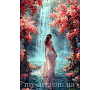 Алмазная вышивка круглые стразы на подрамнике Девушка в волшебном лесу (стразы AB+FD) 40 х 60 см (арт. AR-3317) без коробки