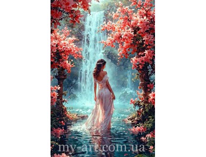 Купить Алмазная вышивка круглые стразы на подрамнике Девушка в волшебном лесу (стразы AB+FD) 40 х 60 см (арт. AR-3317) без коробки