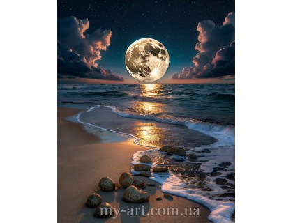 Купить Алмазная вышивка круглые стразы на подрамнике Ночное купание в море (стразы AB+FD) 40 х 50 см (арт. AR-3345) без коробки