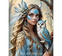 Алмазная вышивка круглые стразы 40 х 50 см на подрамнике Лесная охотница (+ стразы AB+FD) (арт. AR-3353) без коробки