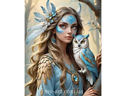 Купить Алмазная вышивка круглые стразы 40 х 50 см на подрамнике Лесная охотница (+ стразы AB+FD) (арт. AR-3353) без коробки