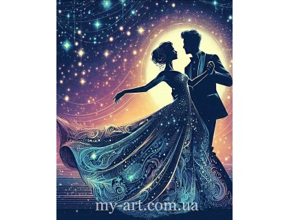 Купити Алмазна мозаїка круглі стрази на підрамнику Зірковий вальс (+стрази AB+FD) 40 х 50 см (арт. AR-3354) без коробки