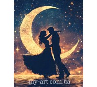 Алмазная вышивка круглые стразы на подрамнике Поцелуй под луной (стразы AB+FD) 40 х 50 см (арт. AR-3358) без коробки