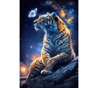 Алмазная мозаика круглые стразы на подрамнике Звездный тигр (стразы AB+FD) 40 х 60 см (арт. AR-3379) без коробки