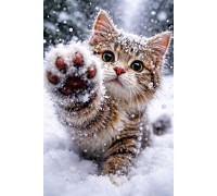 Алмазная вышивка круглые стразы на подрамнике Игривый ласковый котенок (стразы AB+FD) 40 х 60 см (арт. AR-3382) без коробки