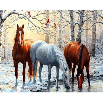 Алмазна вишивка MyArt Трійка коней 40 х 50 см (арт. FS477)