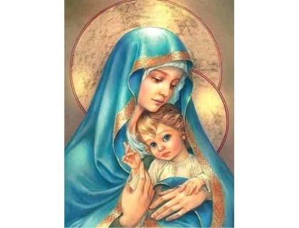 Купить Алмазная мозаика 5D Дева Мария с младенцем 15 х 19 см (арт. PR1211)