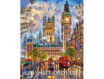Купить Алмазная мозайка на подрамнике Башня Биг Бен в Лондоне 40 х 50 см (арт. TN1143)
