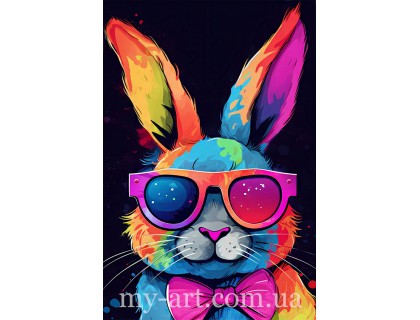 Купити Алмазна мозаїка на підрамнику Стильний кролик (+ стрази AB + FD) 40 х 60 см (арт. TNG1677)