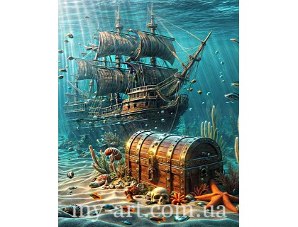 Купити Алмазна вишивка 40 х 50 см на підрамнику Скарби на дні морському (+ стрази АБ+FD) (арт. TNG1684)