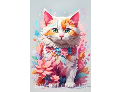 Купити Алмазна мозаїка на підрамнику Ніжна киця (+ стрази AB + FD) 40 х 60 см (арт. TNG1691)