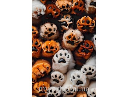 Купить Алмазная мозайка на подрамнике Пушистые лапки (+ стразы AB + FD) 40 х 60 см (арт. TNG1761)
