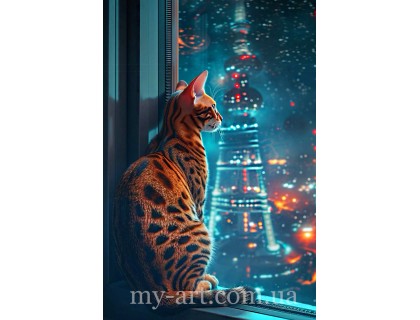 Купить Алмазная выкладка на подрамнике Огни ночного города за окном (+ стразы AB + FD) 40 х 60 см (арт. TNG1764)