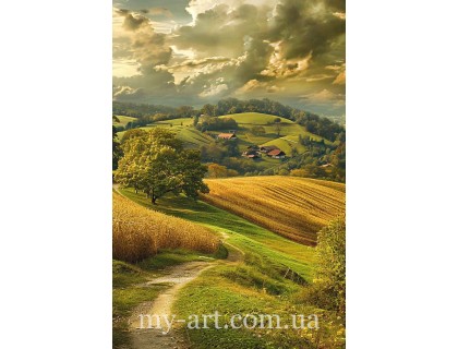 Купити Алмазна мозаїка на підрамнику Перед грозою на ниві (+ стрази AB + FD) 40 х 60 см (арт. TNG1770)