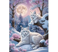 Алмазная вышивка 40 х 50 см на подрамнике Лесные рыси зимой (+ стразы АБ+FD) (арт. TNG1777)