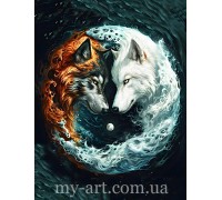 Алмазная вышивка 40 х 50 см на подрамнике Волки инь-янь (+ стразы АБ+FD) (арт. TNG1785)