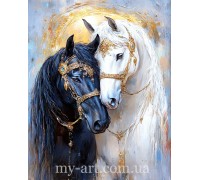 Алмазная вышивка 40 х 50 см на подрамнике Любовь лошадей (+ стразы АБ+FD) (арт. TNG1788)
