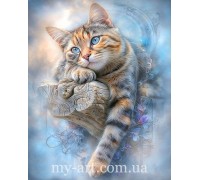 My-Art Алмазная вышивка 40 х 50 см на подрамнике Сонный кот (+ стразы голограмные + магическая пыль) (арт. TNG1790)