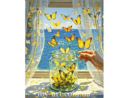 Купить My-Art Алмазная вышивка 50 х 40 см на подрамнике Свобода бабочек (+ стразы голограмные +FD) (арт. TNG1791)