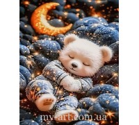 My-Art Алмазная вышивка 40 х 50 см на подрамнике Сонный мишка (+ стразы голограмные + магическая пыль) (арт. TNG1793)