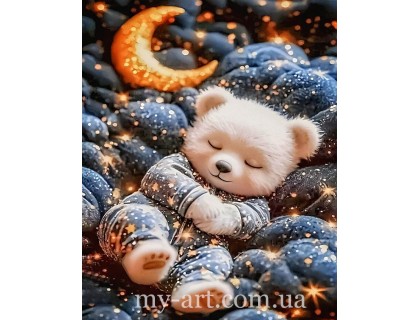 Купити My-Art Алмазна вишивка 40 х 50 см на підрамнику Сонний мішка (+ стрази голограмні + магічний пил) (арт. TNG1793)