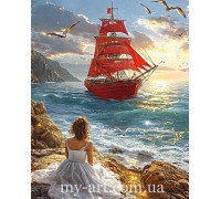 My-Art Алмазная вышивка 50 х 40 см на подрамнике Алые паруса (+ стразы голограмные +FD) (арт. TNG1794)