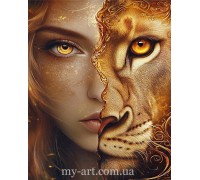 My-Art Алмазная вышивка на подрамнике Девушка львица (+ стразы АБ+FD) 40 х 50 см (арт. TNG1799)