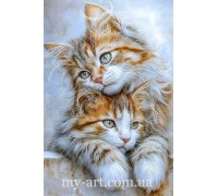 My-Art Алмазная вышивка на подрамнике Пушистые котики друзья (+ стразы AB + FD) 40 х 60 см (арт. TNG1802)