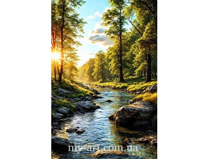 Купить Алмазная мозаика на подрамнике Горный поток (+ стразы AB + FD) 40 х 60 см (арт. TNG1805)