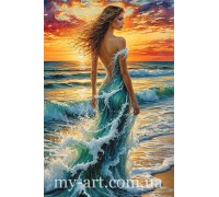 My-Art Алмазная мозаика на подрамнике Прикосновение волны (+ стразы AB + FD) 40 х 60 см (арт. TNG1807)