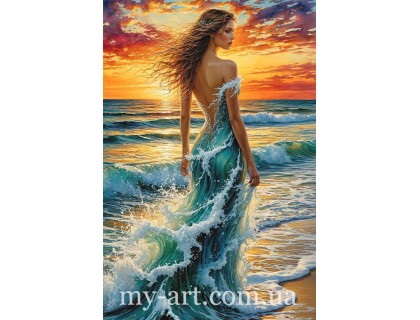 Купить Алмазная мозаика на подрамнике Прикосновение волны (+ стразы AB + FD) 40 х 60 см (арт. TNG1807)