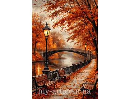 Купить Алмазная мозаика на подрамнике Осенний парк (+ стразы AB + FD) 40 х 60 см (арт. TNG1808)