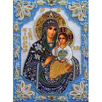 Алмазна вишивка 40 х 50 см на підрамнику Ікона Діва Марія з Ісусом (+ стрази АБ+FD) (арт. TNG552)