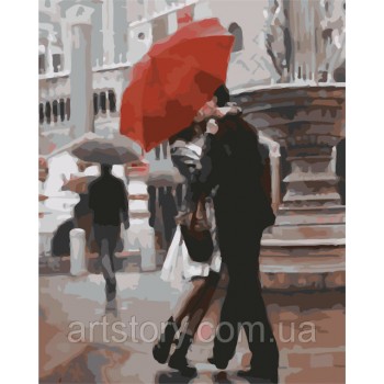 Картина по номерам ArtStory Поцілунок під дощем AS0286 40 х 50 см Картина по номерам ArtStory Поцілунок під дощем AS0286 40 х 50 см