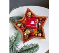 Коробка бокс со сладостями новогодняя звезда красная на подарок